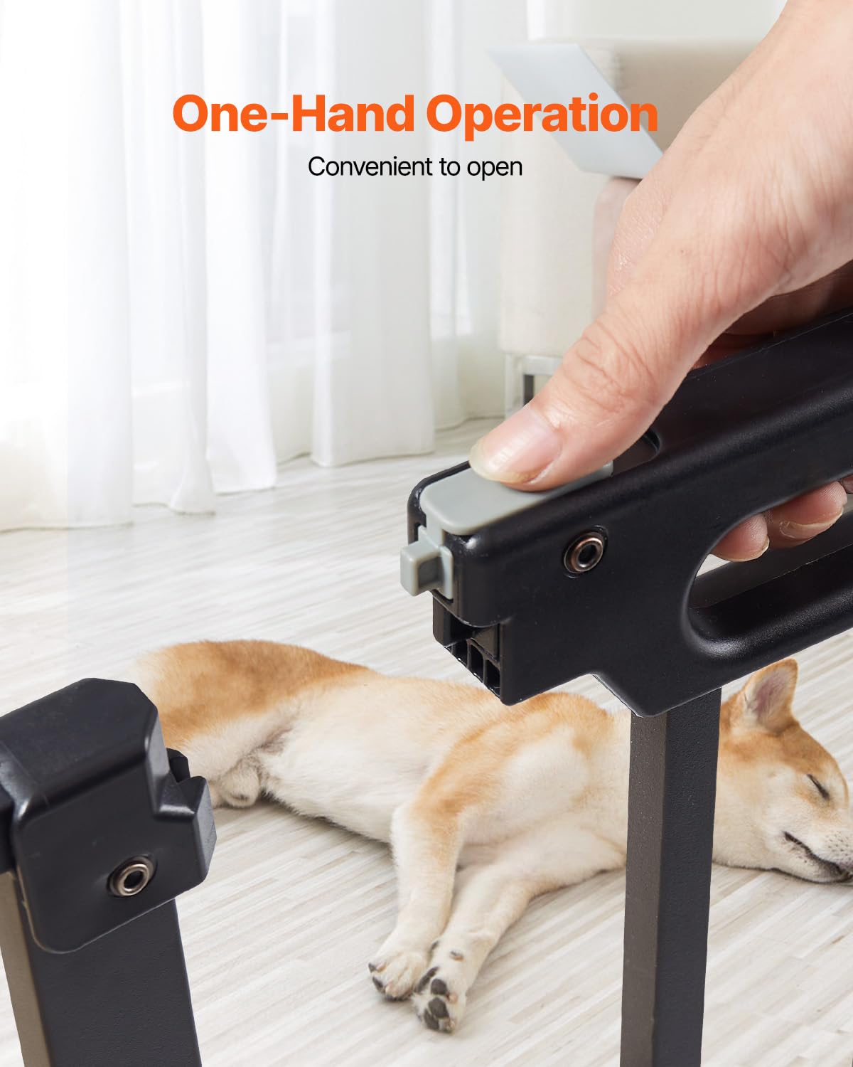 29.5-51" Extra Wide Safety Gate for Stairs, Auto Close Dog Gate for The House, Easy Install Pressure Mounted Pet Gates for Doorways, Easy Walk Thru Wide Safety Gate for Dog, Black
