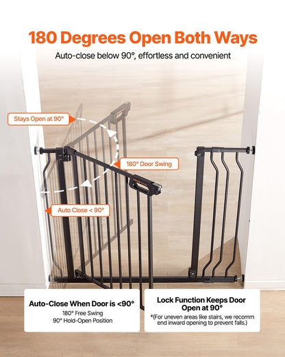 29.5-51" Extra Wide Safety Gate for Stairs, Auto Close Dog Gate for The House, Easy Install Pressure Mounted Pet Gates for Doorways, Easy Walk Thru Wide Safety Gate for Dog, Black