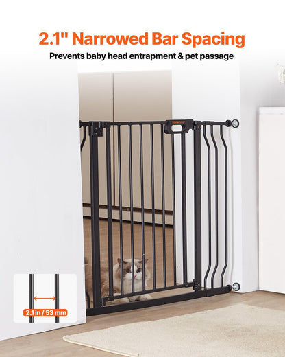 29.5-51" Extra Wide Safety Gate for Stairs, Auto Close Dog Gate for The House, Easy Install Pressure Mounted Pet Gates for Doorways, Easy Walk Thru Wide Safety Gate for Dog, Black