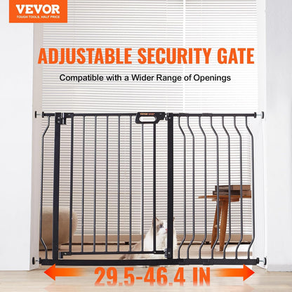 29.5-51" Extra Wide Safety Gate for Stairs, Auto Close Dog Gate for The House, Easy Install Pressure Mounted Pet Gates for Doorways, Easy Walk Thru Wide Safety Gate for Dog, Black
