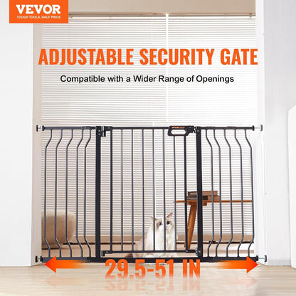 29.5-51" Extra Wide Safety Gate for Stairs, Auto Close Dog Gate for The House, Easy Install Pressure Mounted Pet Gates for Doorways, Easy Walk Thru Wide Safety Gate for Dog, Black