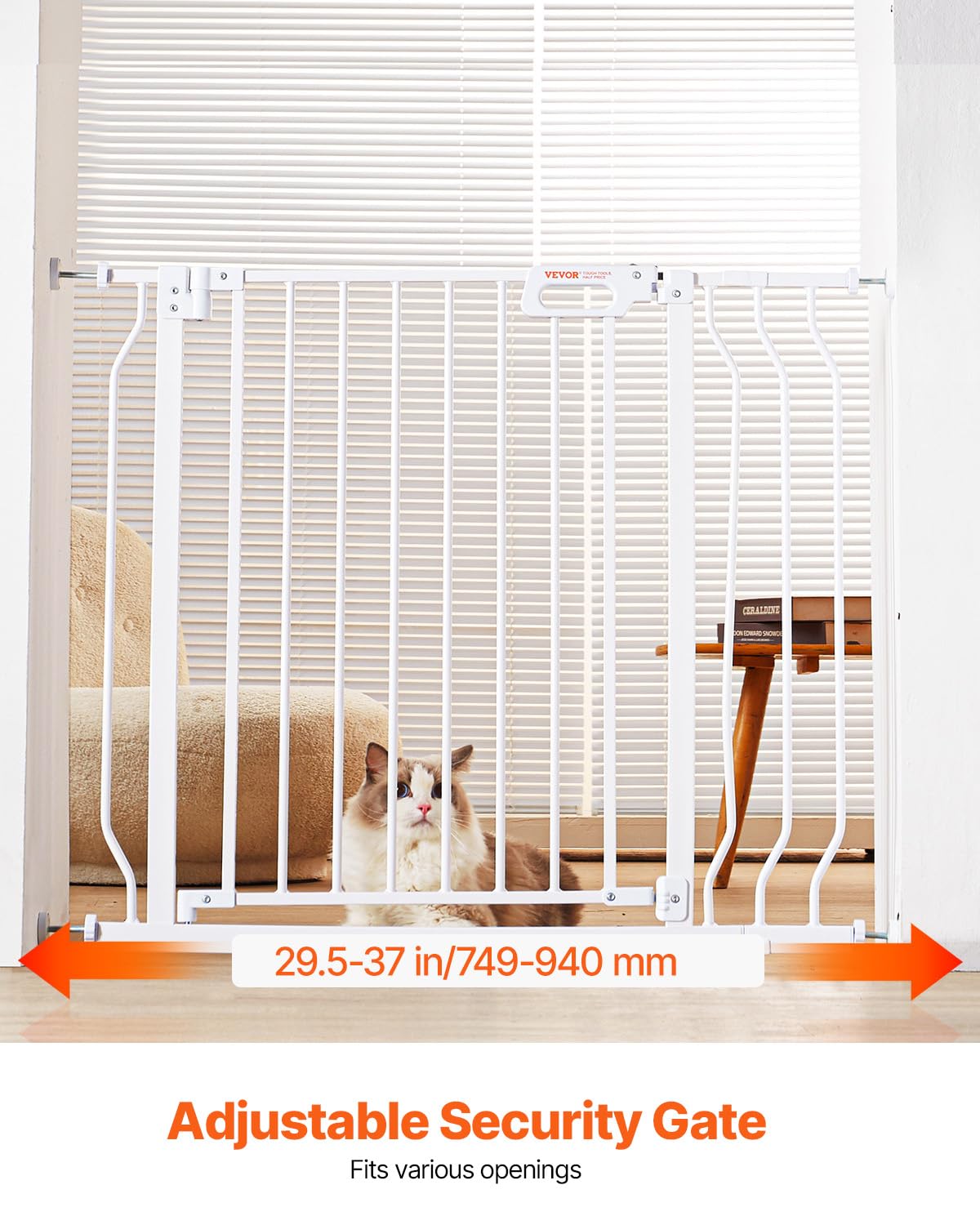 29.5-51" Extra Wide Safety Gate for Stairs, Auto Close Dog Gate for The House, Easy Install Pressure Mounted Pet Gates for Doorways, Easy Walk Thru Wide Safety Gate for Dog, Black
