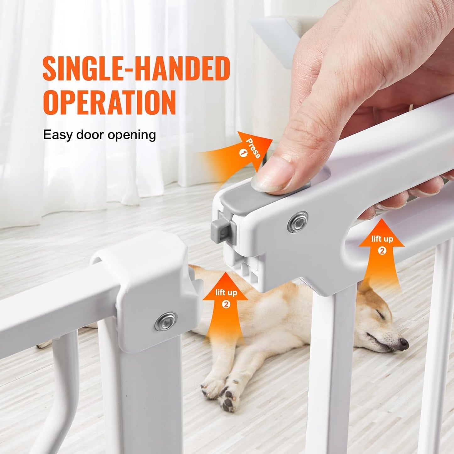 29.5-51" Extra Wide Safety Gate for Stairs, Auto Close Dog Gate for The House, Easy Install Pressure Mounted Pet Gates for Doorways, Easy Walk Thru Wide Safety Gate for Dog, Black