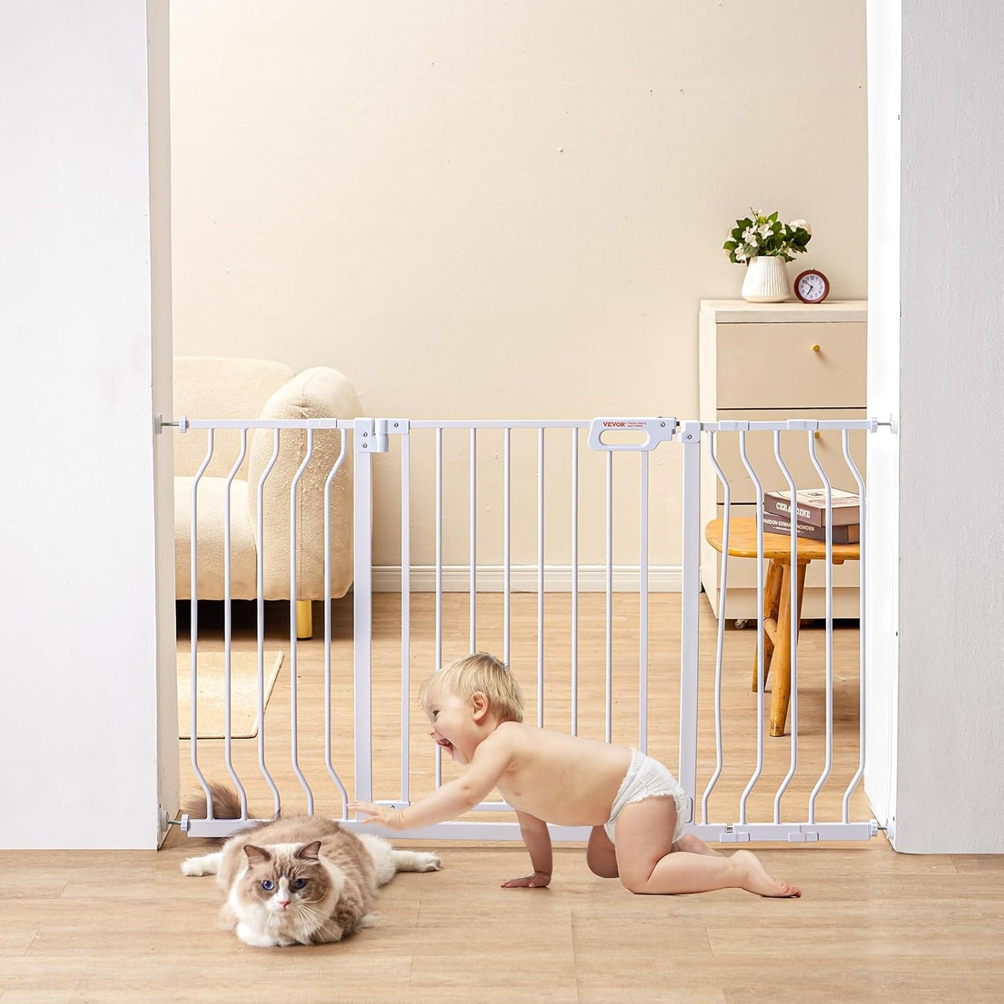 29.5-51" Extra Wide Safety Gate for Stairs, Auto Close Dog Gate for The House, Easy Install Pressure Mounted Pet Gates for Doorways, Easy Walk Thru Wide Safety Gate for Dog, Black