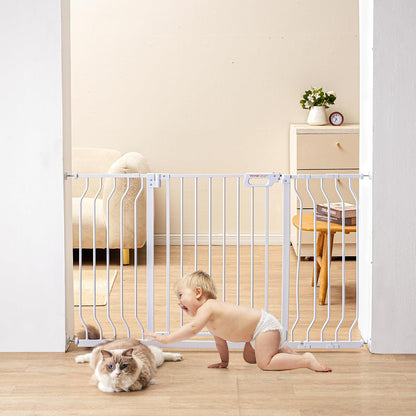 29.5-51" Extra Wide Safety Gate for Stairs, Auto Close Dog Gate for The House, Easy Install Pressure Mounted Pet Gates for Doorways, Easy Walk Thru Wide Safety Gate for Dog, Black