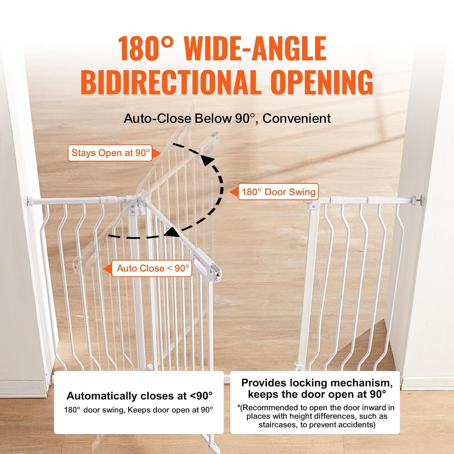 29.5-51" Extra Wide Safety Gate for Stairs, Auto Close Dog Gate for The House, Easy Install Pressure Mounted Pet Gates for Doorways, Easy Walk Thru Wide Safety Gate for Dog, Black