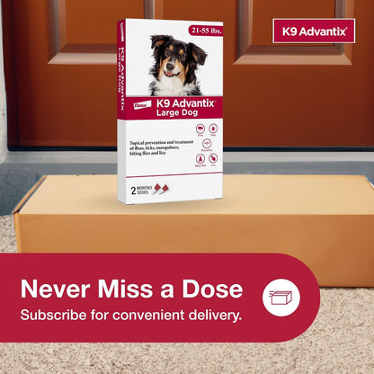 Flea, Tick & Mosquito Prevention for Dogs 21-55 lbs. | Flea Drops for Large Dogs | Apply Monthly | 2 Treatments