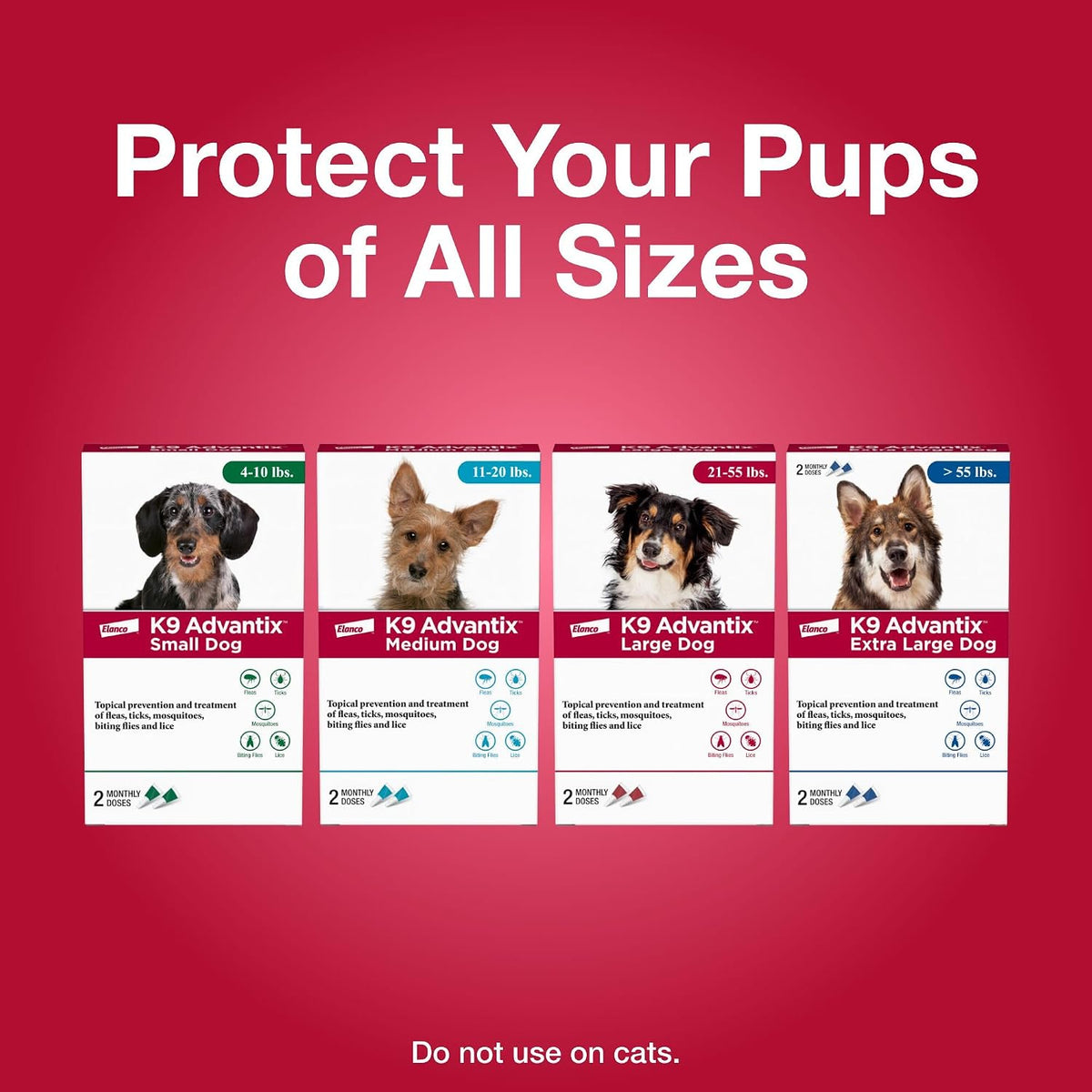 Flea, Tick & Mosquito Prevention for Dogs 21-55 lbs. | Flea Drops for Large Dogs | Apply Monthly | 2 Treatments