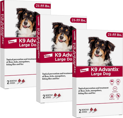Flea, Tick & Mosquito Prevention for Dogs 21-55 lbs. | Flea Drops for Large Dogs | Apply Monthly | 2 Treatments