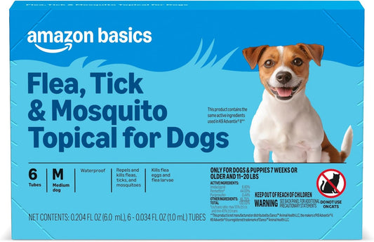 Flea, Tick & Mosquito Topical Treatment & Prevention for Medium Dogs (11-20 pounds), Fast-Acting, Kills Fleas, Eggs & Larvae, 30 Day Protection, Packaging May Vary