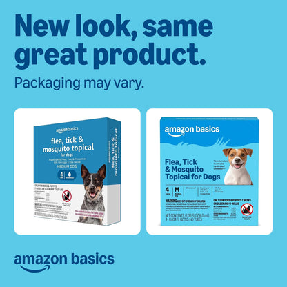 Flea, Tick & Mosquito Topical Treatment & Prevention for Medium Dogs (11-20 pounds), Fast-Acting, Kills Fleas, Eggs & Larvae, 30 Day Protection, Packaging May Vary