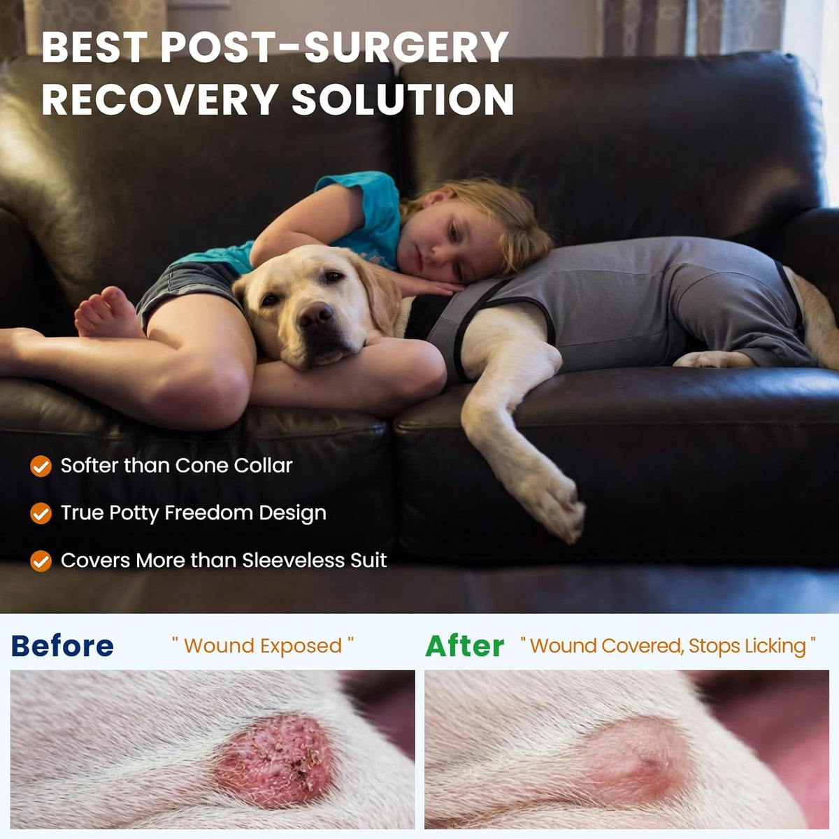 Innovating Dog Rear Leg Sleeve to Stop Lick, Dog Surgery Recovery Suit