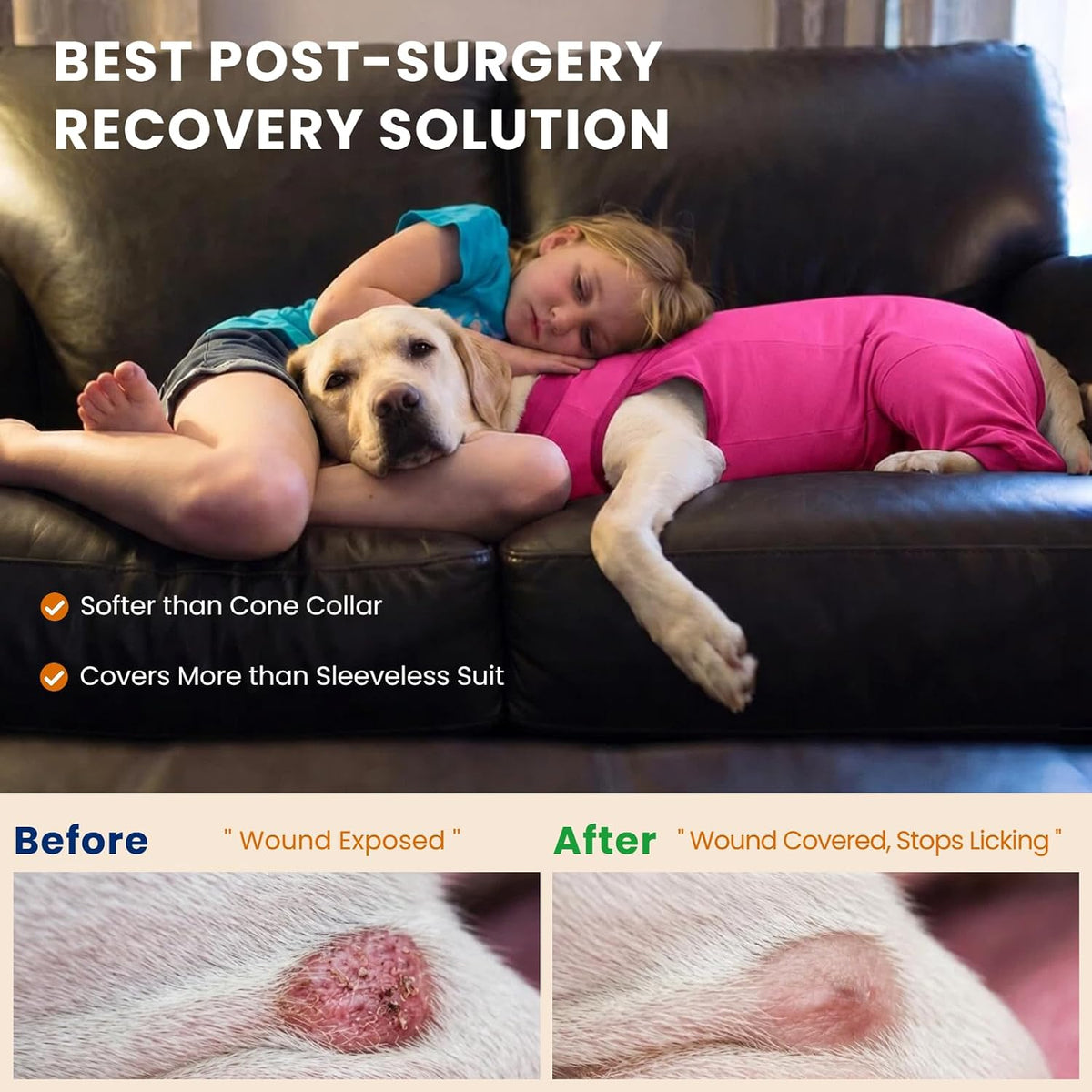 Innovating Dog Rear Leg Sleeve to Stop Lick, Dog Surgery Recovery Suit