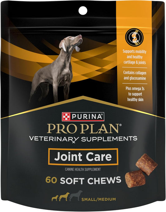 Purina Pro Plan Veterinary Small Breed Dog Joint Care Supplement with Glucosamine, Chondroitin, and Collagen to Support Hip and Joint Health – 60ct Pouch