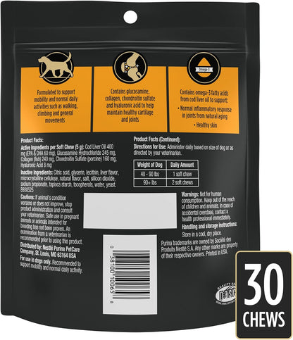 Purina Pro Plan Veterinary Small Breed Dog Joint Care Supplement with Glucosamine, Chondroitin, and Collagen to Support Hip and Joint Health – 60ct Pouch