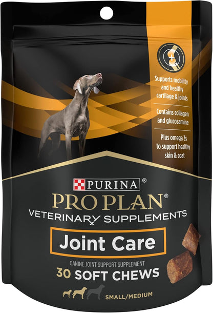 Purina Pro Plan Veterinary Small Breed Dog Joint Care Supplement with Glucosamine, Chondroitin, and Collagen to Support Hip and Joint Health – 60ct Pouch