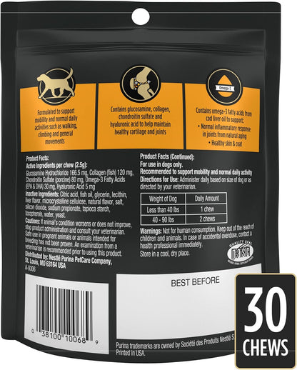 Purina Pro Plan Veterinary Small Breed Dog Joint Care Supplement with Glucosamine, Chondroitin, and Collagen to Support Hip and Joint Health – 60ct Pouch