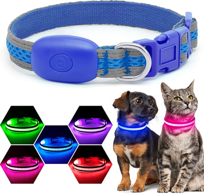 LED Dog Collar, Light Up Dog Collar USB Rechargeable, Green, L