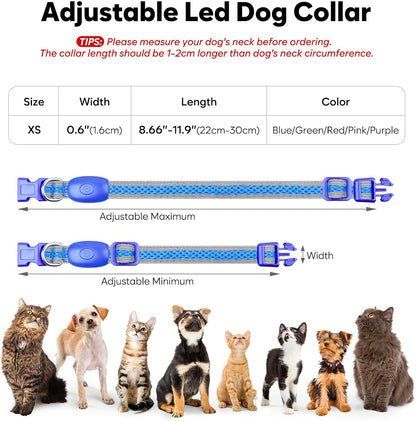 LED Dog Collar, Light Up Dog Collar USB Rechargeable, Green, L