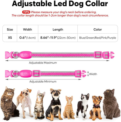 LED Dog Collar, Light Up Dog Collar USB Rechargeable, Green, L