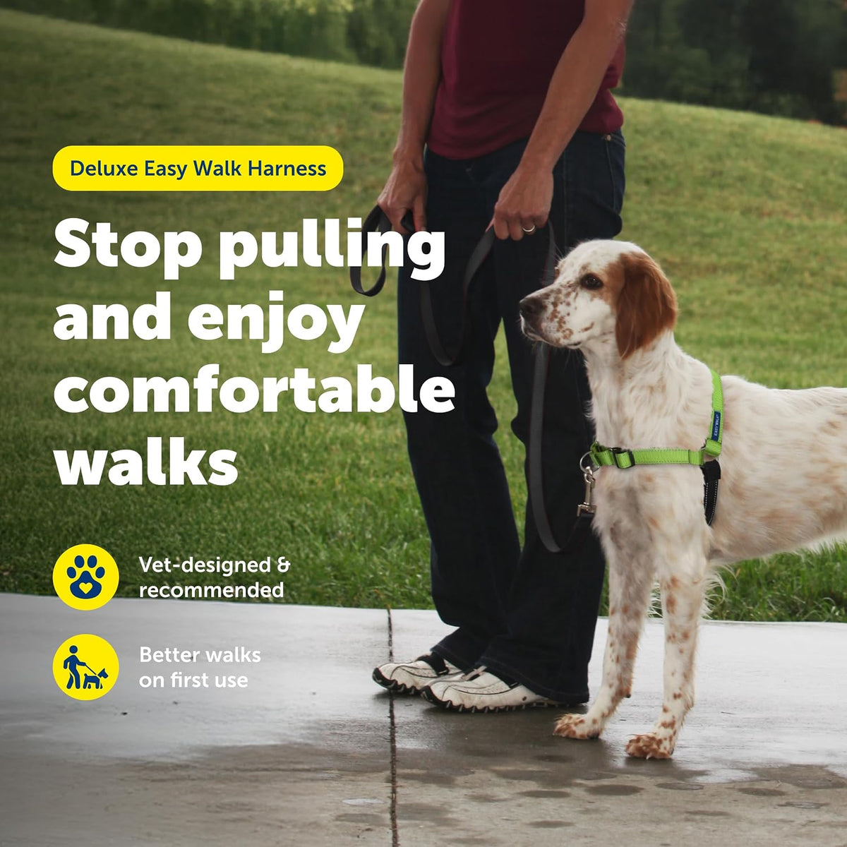 Easy Walk Deluxe Dog Harness, No Pull Dog Harness – Perfect for Leash & Harness Training – Stops Pets from Pulling and Choking on Walks – Medium, Steel