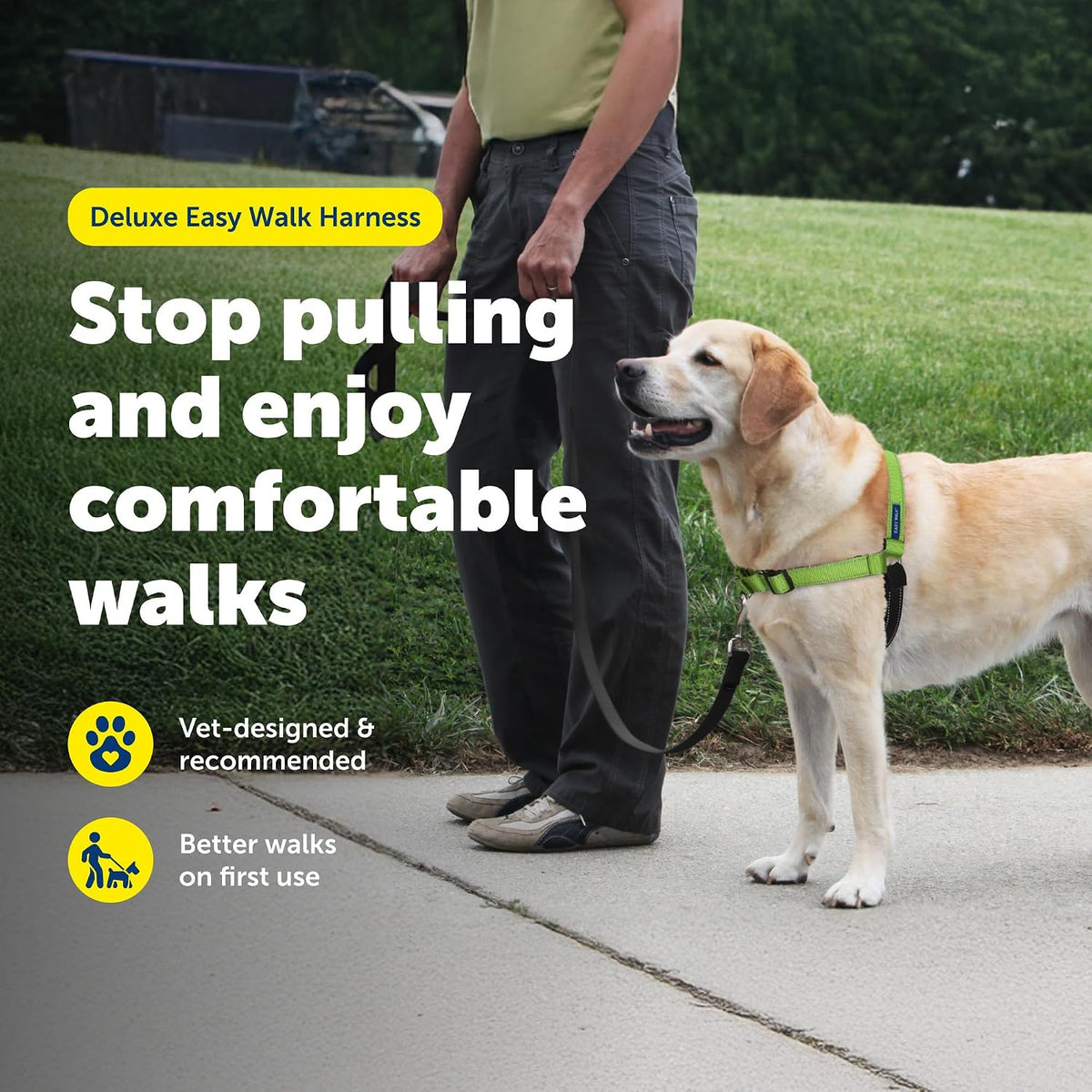 Easy Walk Deluxe Dog Harness, No Pull Dog Harness – Perfect for Leash & Harness Training – Stops Pets from Pulling and Choking on Walks – Medium, Steel