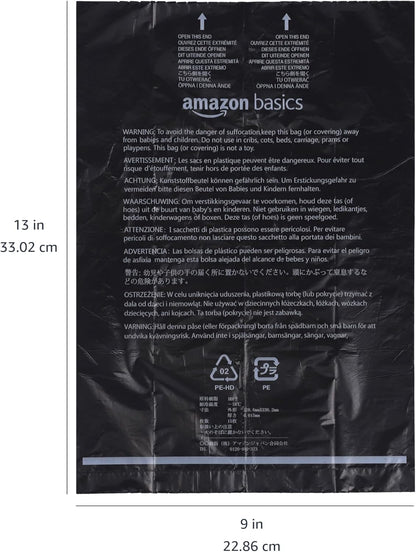 Dog Poop Leak Proof Bags with Dispenser and Leash Clip, Unscented, 13" x 9" Large Size, 300 Count