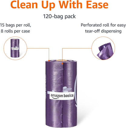 Dog Poop Leak Proof Bags with Dispenser and Leash Clip, Unscented, 13" x 9" Large Size, 300 Count