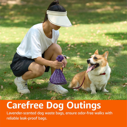 Dog Poop Leak Proof Bags with Dispenser and Leash Clip, Unscented, 13" x 9" Large Size, 300 Count