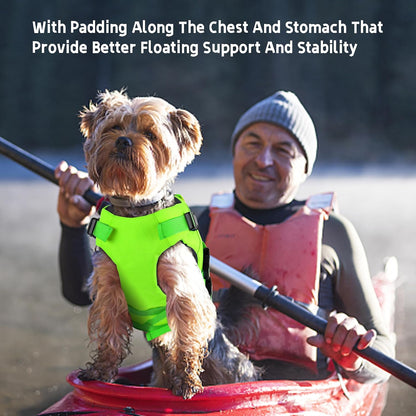 Dog Life Jacket with Double Rescue Handle, Reflective Dog Life Vest for Swimming Boating, Adjustable Pet Swim Vest Dog Flotation Device DFD for Small Medium Large Dogs - Green M