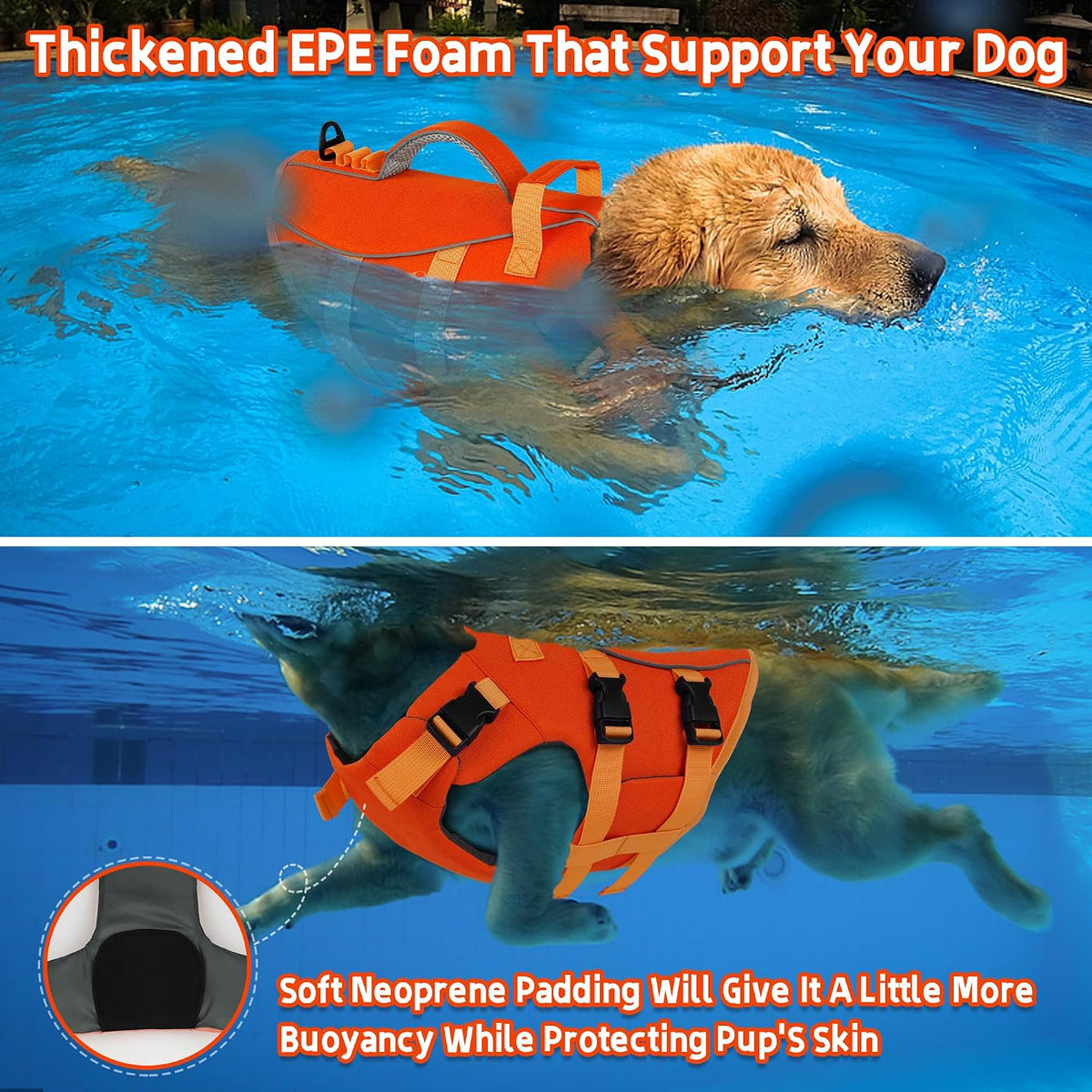 Dog Life Jacket with Double Rescue Handle, Reflective Dog Life Vest for Swimming Boating, Adjustable Pet Swim Vest Dog Flotation Device DFD for Small Medium Large Dogs - Green M