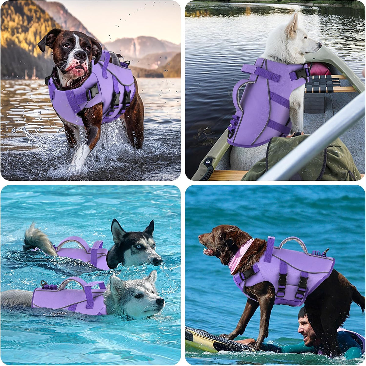 Dog Life Jacket with Double Rescue Handle, Reflective Dog Life Vest for Swimming Boating, Adjustable Pet Swim Vest Dog Flotation Device DFD for Small Medium Large Dogs - Green M
