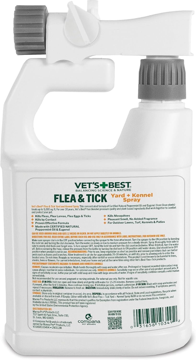 Flea & Tick, Mosquito, Yard & Kennel Spray for Dogs, 32 oz