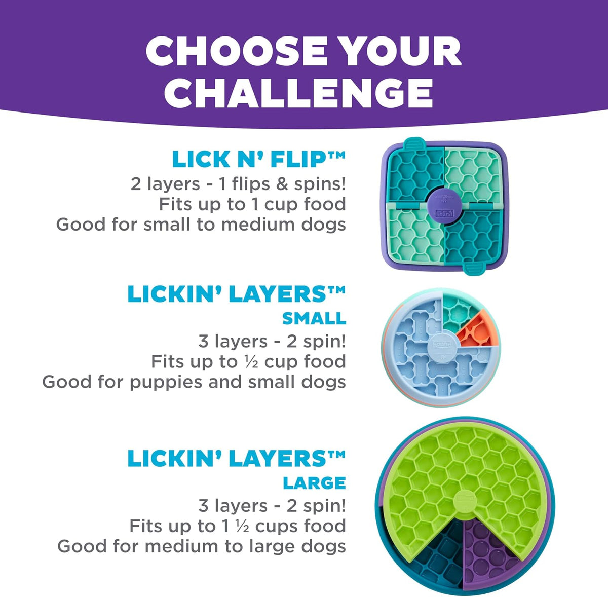 Nina Ottosson Lickin’ Layers 3-in-1 Dog Toy Treat Puzzle, 7"