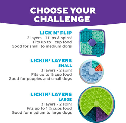 Nina Ottosson Lickin’ Layers 3-in-1 Dog Toy Treat Puzzle, 7"