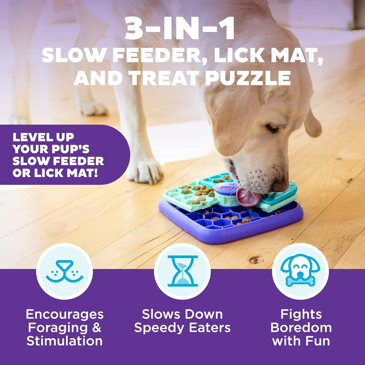Nina Ottosson Lickin’ Layers 3-in-1 Dog Toy Treat Puzzle, 7"