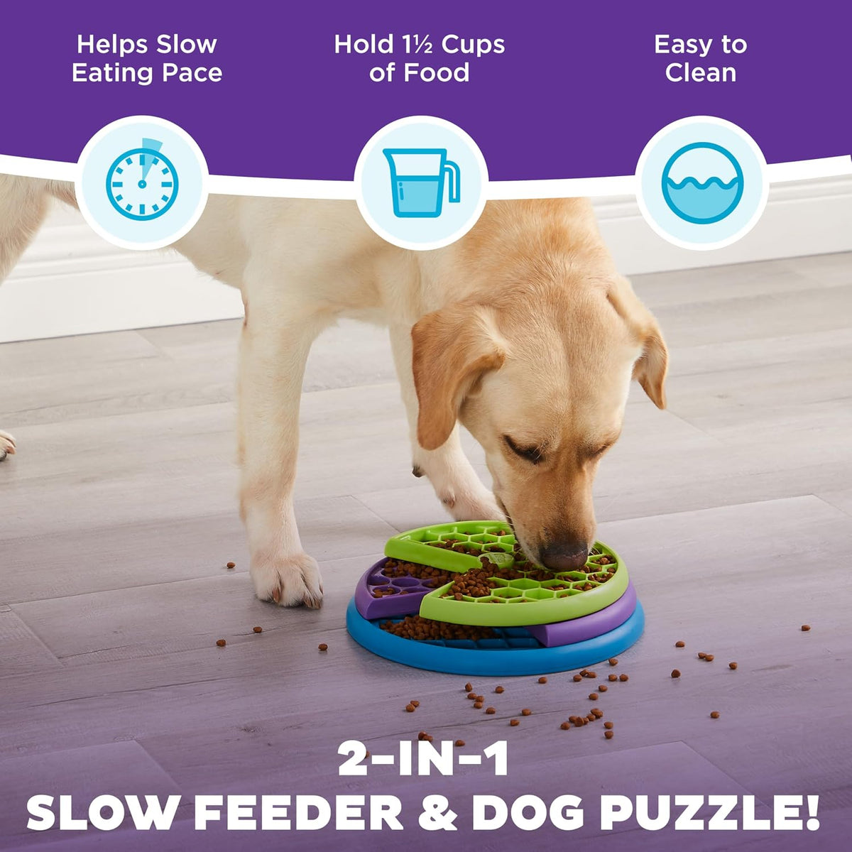Nina Ottosson Lickin’ Layers 3-in-1 Dog Toy Treat Puzzle, 7"