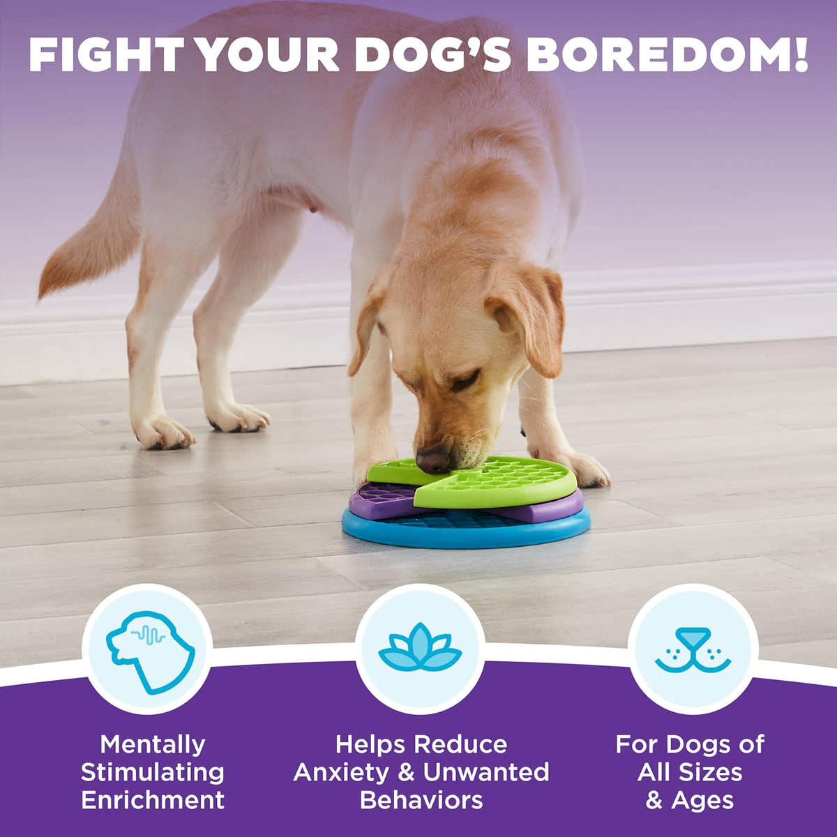 Nina Ottosson Lickin’ Layers 3-in-1 Dog Toy Treat Puzzle, 7"