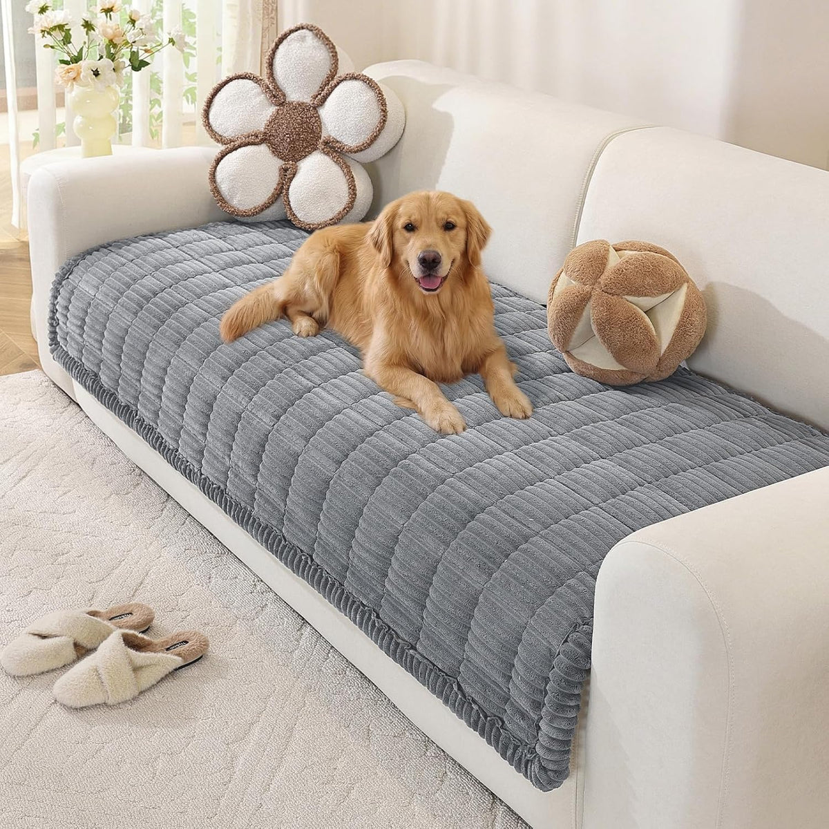 Couch Cover for Dogs, Washable Non Slip Sofa Cover for Pets | Soft Couch Covers for Sofa, Loveseat and Sectional, Furniture Protector Against Pet Hair & Dirt (27.6" x 59", Moss Green)