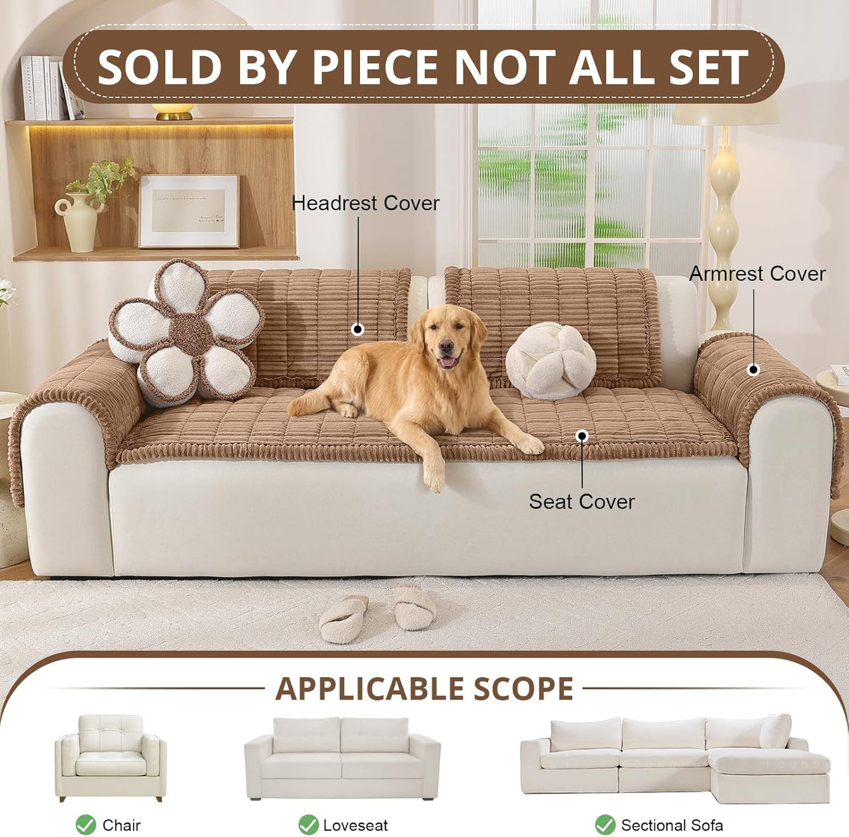Couch Cover for Dogs, Washable Non Slip Sofa Cover for Pets | Soft Couch Covers for Sofa, Loveseat and Sectional, Furniture Protector Against Pet Hair & Dirt (27.6" x 59", Moss Green)