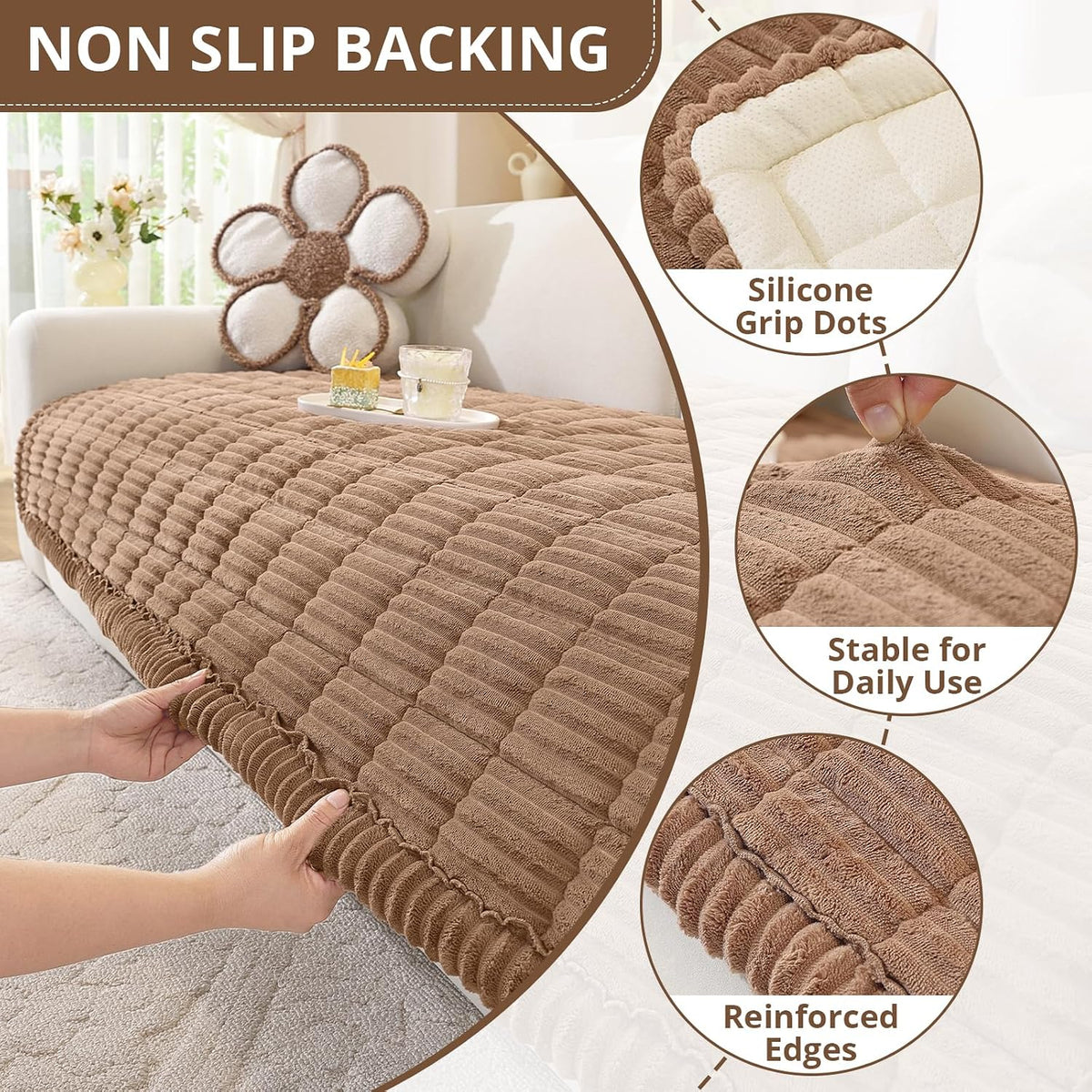 Couch Cover for Dogs, Washable Non Slip Sofa Cover for Pets | Soft Couch Covers for Sofa, Loveseat and Sectional, Furniture Protector Against Pet Hair & Dirt (27.6" x 59", Moss Green)