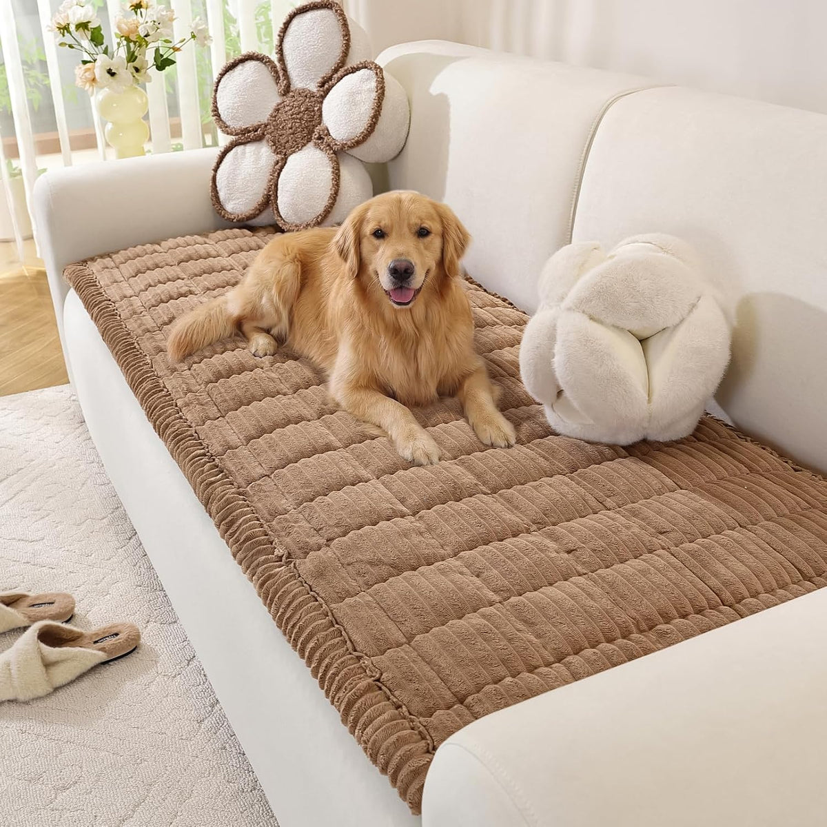 Couch Cover for Dogs, Washable Non Slip Sofa Cover for Pets | Soft Couch Covers for Sofa, Loveseat and Sectional, Furniture Protector Against Pet Hair & Dirt (27.6" x 59", Moss Green)