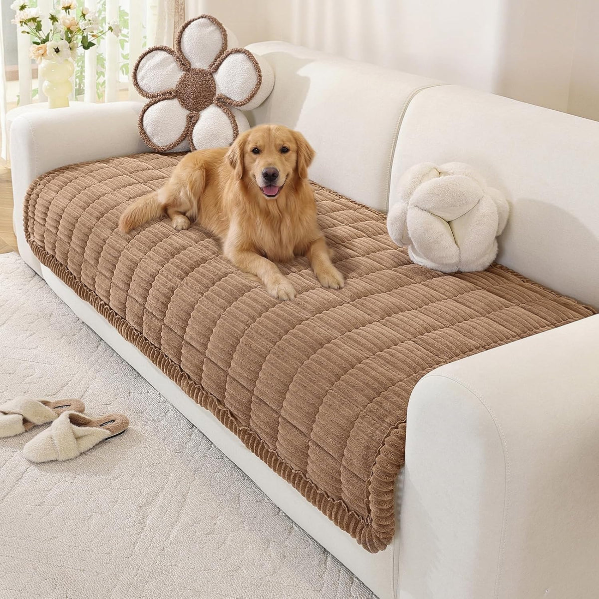 Couch Cover for Dogs, Washable Non Slip Sofa Cover for Pets | Soft Couch Covers for Sofa, Loveseat and Sectional, Furniture Protector Against Pet Hair & Dirt (27.6" x 59", Moss Green)
