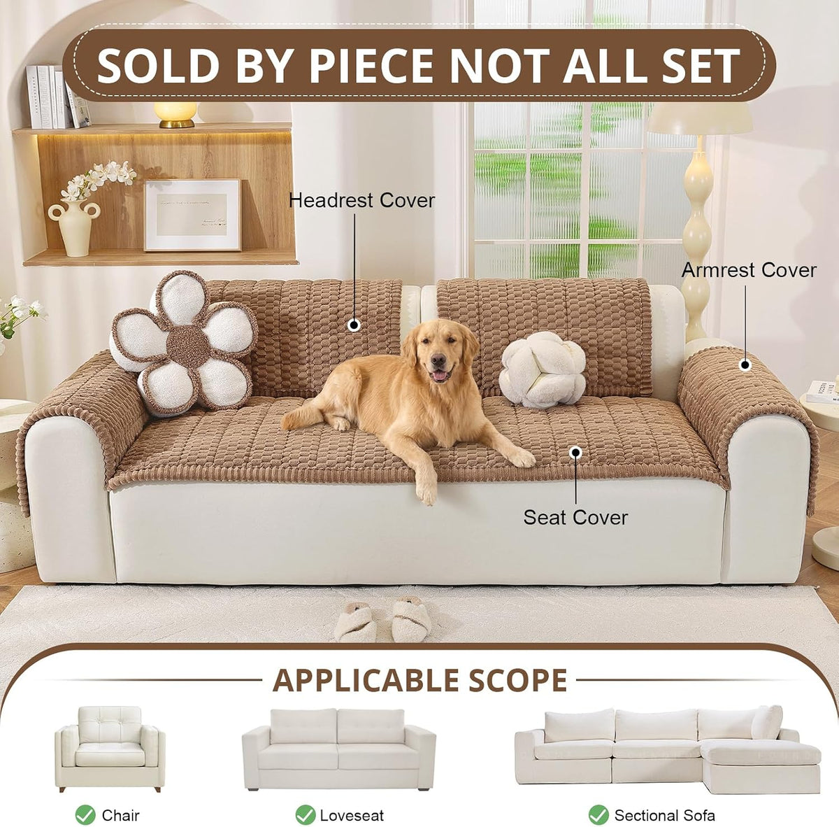 Couch Cover for Dogs, Washable Non Slip Sofa Cover for Pets | Soft Couch Covers for Sofa, Loveseat and Sectional, Furniture Protector Against Pet Hair & Dirt (27.6" x 59", Moss Green)