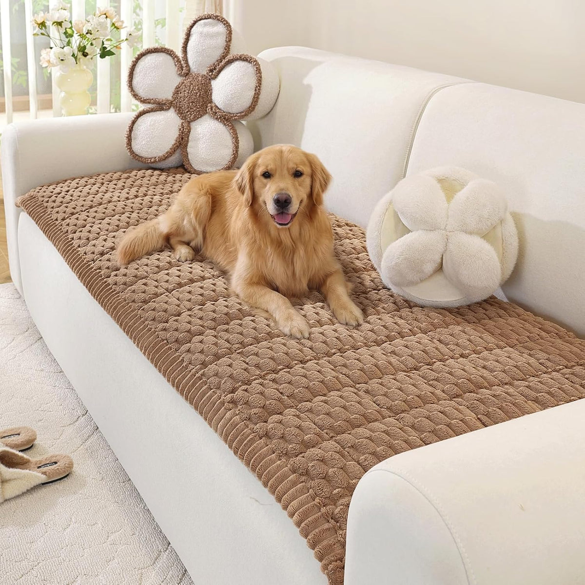 Couch Cover for Dogs, Washable Non Slip Sofa Cover for Pets | Soft Couch Covers for Sofa, Loveseat and Sectional, Furniture Protector Against Pet Hair & Dirt (27.6" x 59", Moss Green)