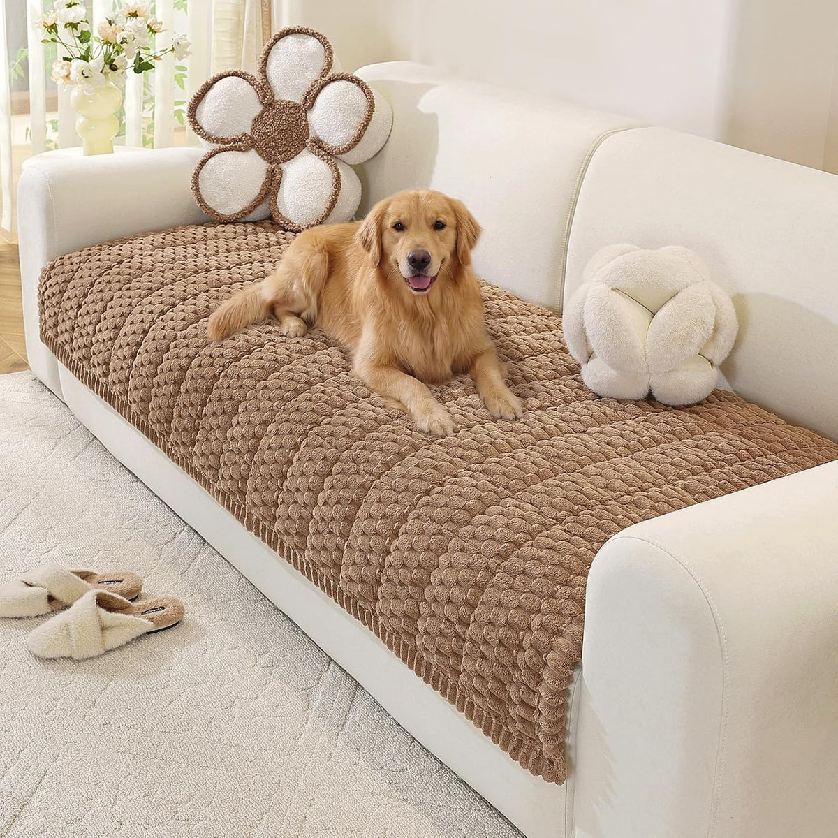 Couch Cover for Dogs, Washable Non Slip Sofa Cover for Pets | Soft Couch Covers for Sofa, Loveseat and Sectional, Furniture Protector Against Pet Hair & Dirt (27.6" x 59", Moss Green)
