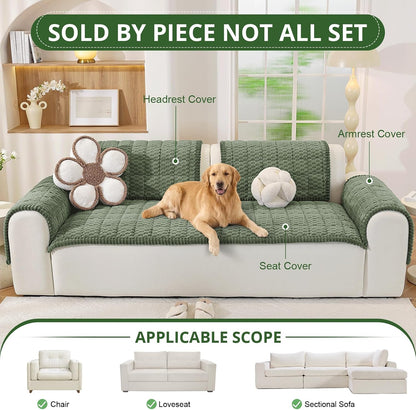 Couch Cover for Dogs, Washable Non Slip Sofa Cover for Pets | Soft Couch Covers for Sofa, Loveseat and Sectional, Furniture Protector Against Pet Hair & Dirt (27.6" x 59", Moss Green)