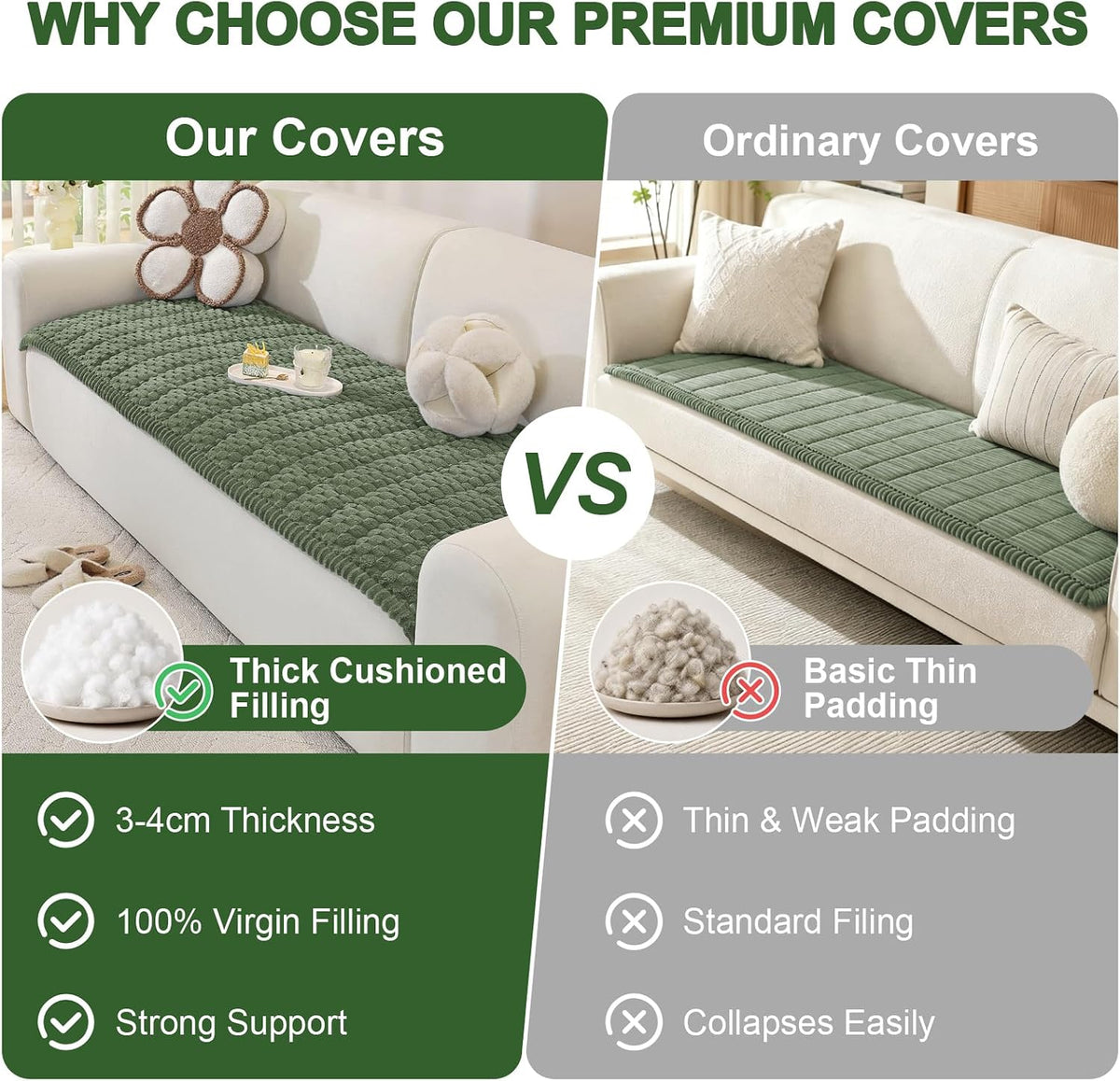 Couch Cover for Dogs, Washable Non Slip Sofa Cover for Pets | Soft Couch Covers for Sofa, Loveseat and Sectional, Furniture Protector Against Pet Hair & Dirt (27.6" x 59", Moss Green)