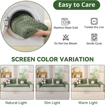 Couch Cover for Dogs, Washable Non Slip Sofa Cover for Pets | Soft Couch Covers for Sofa, Loveseat and Sectional, Furniture Protector Against Pet Hair & Dirt (27.6" x 59", Moss Green)