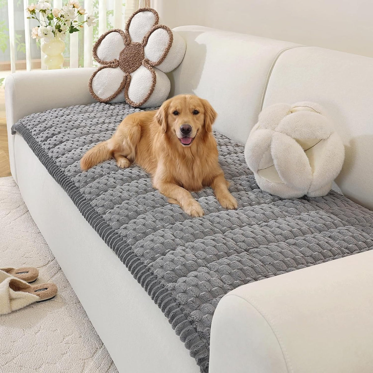 Couch Cover for Dogs, Washable Non Slip Sofa Cover for Pets | Soft Couch Covers for Sofa, Loveseat and Sectional, Furniture Protector Against Pet Hair & Dirt (27.6" x 59", Moss Green)